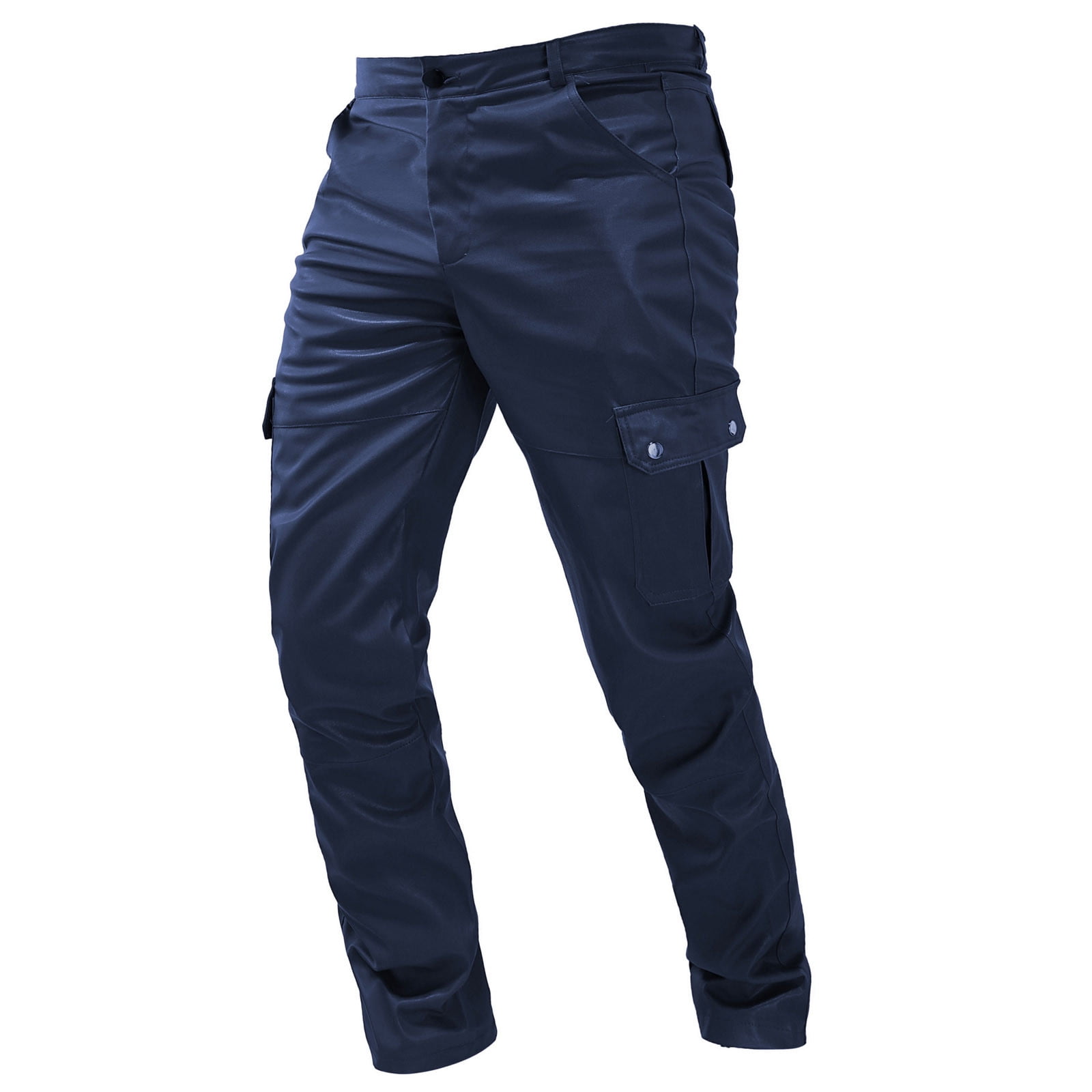 cllios Men's Faux Leather Pants Steampunk Goth Pants Multi Pockets Slim Fit Leather Pants Trousers for Men Motor Biker Hip Hop Trousers Blue XL