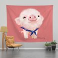 thumbnail image 1 of Papel pintado/decoración de pared para dormitorio de estilo nórdico digno de Instagram, con un cerdo rosa, hecho de terciopelo grueso, 150 x 130 cm., 1 of 3