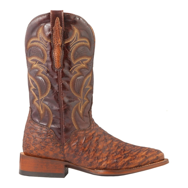 El Dorado Men s Handmade Full Quill Ostrich Stockman Boot Broad Square Toe Bronze 11 EE US Walmart