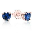 thumbnail image 3 of Pompeii 1ct Heart Shape Simulated Blue Sapphire Studs 14K Rose Gold (,), 3 of 4