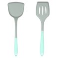thumbnail image 1 of Sistema antiadherente del cookware del silicón de dos colores de 2 espátulas de la cocina, cuchara, colador, espátula para freír, 1 of 5