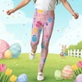 thumbnail image 2 of Easter Print Girls Stretchy Athletic Casual Leggings For Toddler And Kids Playwear Comfortable Soft Base Layer Pants, 2 of 5
