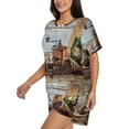 thumbnail image 2 of Wukai Oil Lamp Coffee Beans Women's Pajama Set,Short-Sleeve Top and Shorts with Elastic Waistband and Pockets for Loungewear, Yoga, and Casual Wear-Small, 2 of 8