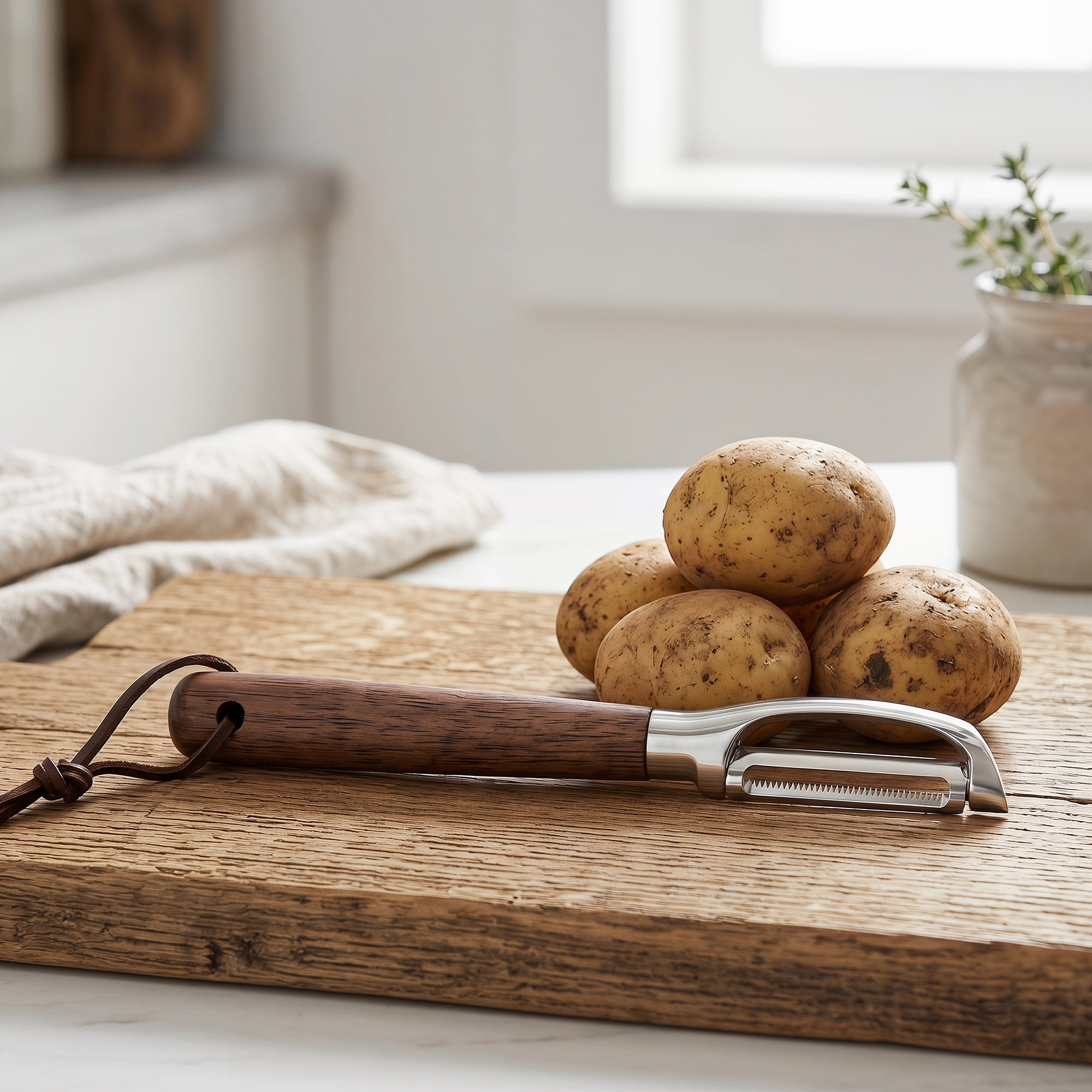 Unique Bargains Wood Vegetable Peeler, Durable Potato Peeler with Ergonomic Handle Walnut-Serrated 7.1"x0.8"