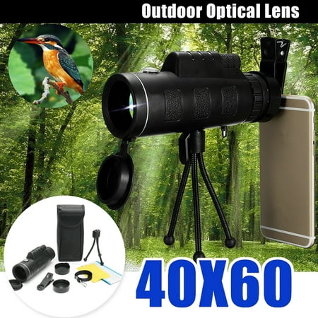 40x60 HD Waterproof Universal Phone Telescope,Focus Zoom Optical Lens Monocular Telescope+Tripod + Mini Clip for Outdoor Bird Watching Hunting