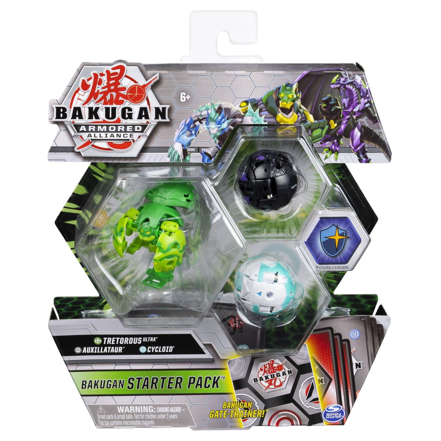 Bakugan, Starter Pack 3 personnages, Tretorous Ultra, Figurines Armored Alliance articulées à collectionner