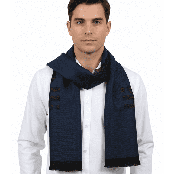 Roberto Cavalli ESZ061 04500 Blue Wool Blend Signature Mens Scarf for mens