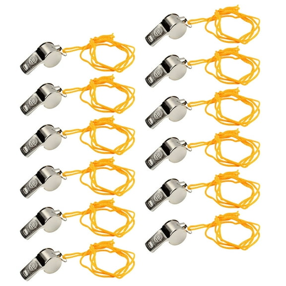TEHAUX 12Pcs Multipurpose Metal Whistle Solid Durable Whistle for Travel Camping
