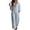 Sky Blue, variant on Women's Striped Maxi Shirt Dress Long Sleeve Oversized Loose Fit V Neck Collared Side Split Kaftan with Pockets Blue L