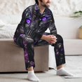 thumbnail image 7 of Naloa Purple-Eyed Floral Leopard Men’s Pajamas Set - Long Sleeve Button Down Sleep Shirt and Pajama Bottoms Sleepwear Set-Large, 7 of 7