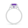 thumbnail image 2 of ANGARA Natural Double Claw-Set Cushion 2 ct Amethyst Ring with Diamond Halo in 14K White Gold for Women (Size-8mm) | February Birthstone, Anniversary, Jewelry Gift for Women | Natural Amethyst Ring, 2 of 9