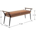 thumbnail image 2 of DUOMAY Modern Rectangle Ottoman Bench with Arms and Metal Legs, Mid Century PU Dining Table Bench Footstool Entryway Shoe Bench for Dining Room Bedroom Living Room, Brown, 2 of 16