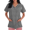 thumbnail image 5 of Hearthz Plaid Scrubs Tops for Women V Neck Short Sleeve Nurse Uniform with Pocket S-5XL Plus Size Women Scrub Top, 5 of 6