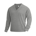 thumbnail image 5 of GuangCheng Mens Textured V Neck Sweaters,Long Sleeve,Casual Tops,Soft,Comfort,Knitwear Basic Tops,Gray,Size 3XL, 5 of 8