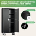 thumbnail image 4 of SOLAURA 72" Metal Storage Cabinet with Wheels and Pegboard, Lockable Rolling Garage Cabinet with Doors and 4 Adjustable Shelves for Home, Kitchen, Office, Warehouse, Garage (Black), 4 of 8