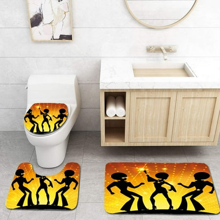 Erehome 70s Party Dancing People Disco Night Club Afro Hairs Gold Colored Bokeh 3 Piece Bathroom Rugs Set Bath Rug Contour Mat And Toilet Lid Cover Walmart Canada