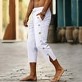 thumbnail image 7 of Yaoyar Linen Pirate Pants for Men Summer Lightweight 3/4 Pants Vacation Beach Trousers Side-Button Closure Joggers, 7 of 7