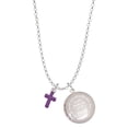 thumbnail image 1 of Delight Jewelry Silvertone Small Purple Crystal Cross To the World You are a Mother Locket Necklace, 1 of 4
