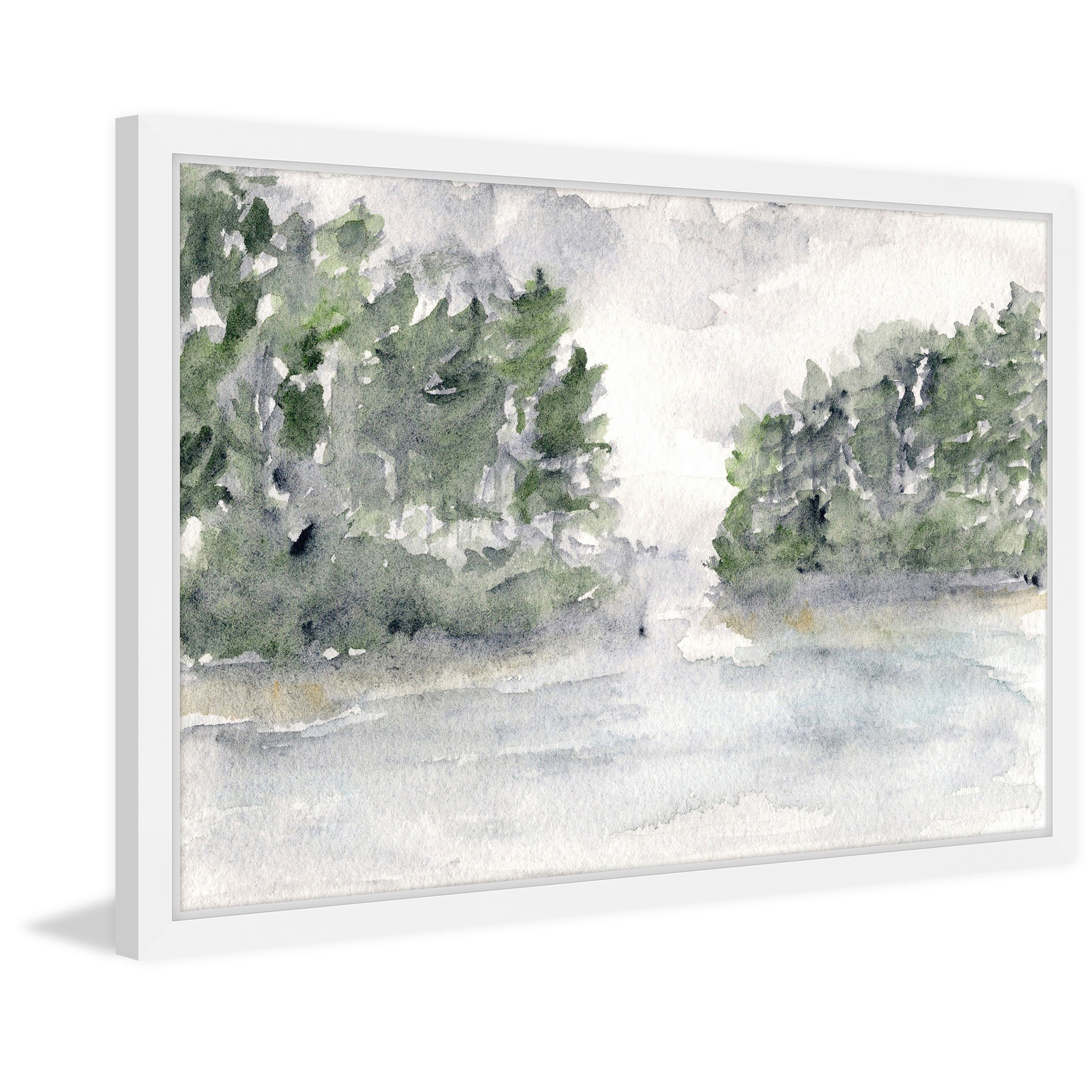 Marmont Hill "Rainy Lake Landscape" by Thimble Sparrow Framed Painting Print