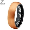 thumbnail image 1 of Two Tone Dome Tungsten Carbide Ring w/ Rose Gold Brushed Outside Black IP High Polished Inside in 8mm 6mm 4mm Comfort Fit for Men Women w/ Free Engraving Options, 1 of 3
