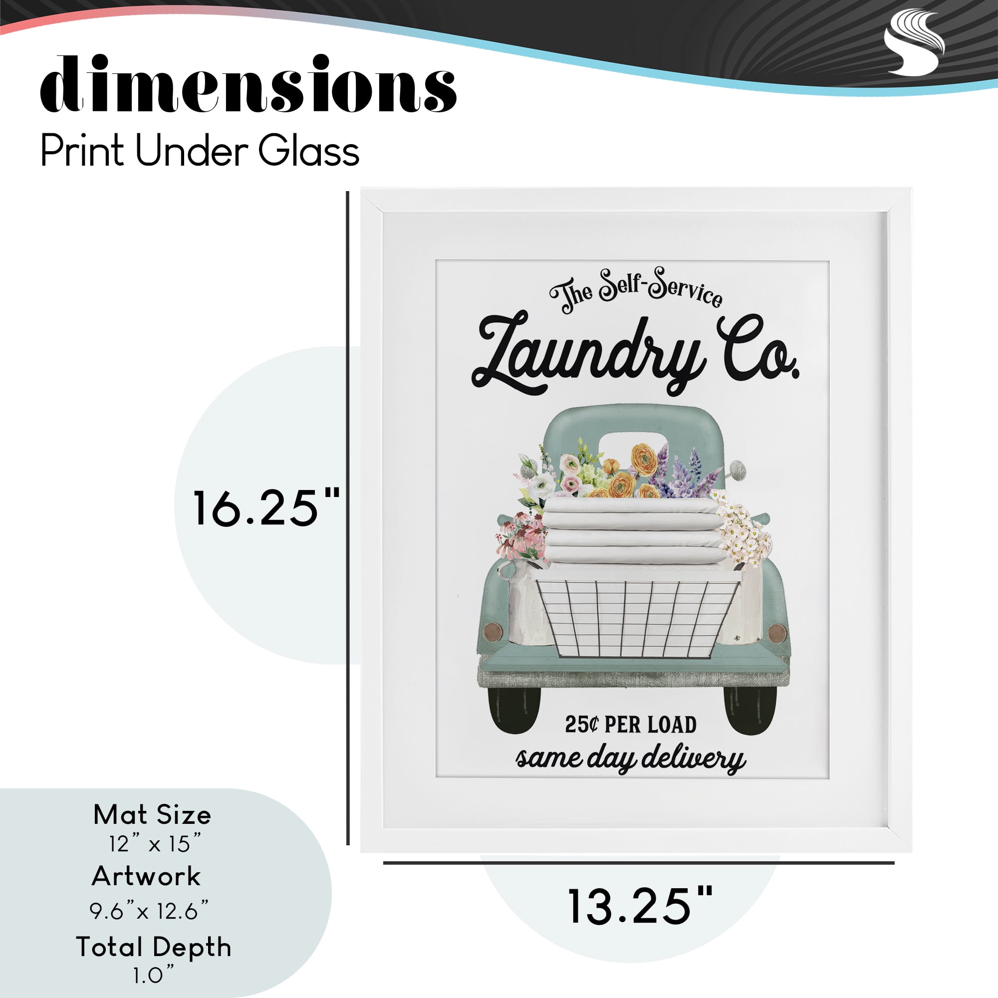 Laundry Delivery Truck White Framed Print Under Glass, design by Lettered and Lined
