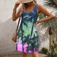 thumbnail image 3 of MIUOWANP Women's Casual Dresses Short Sleeve V-neck Dress with Pockets Coconut Print Loose Casual Vacation Beach Dress Size M(6)Purple, 3 of 5