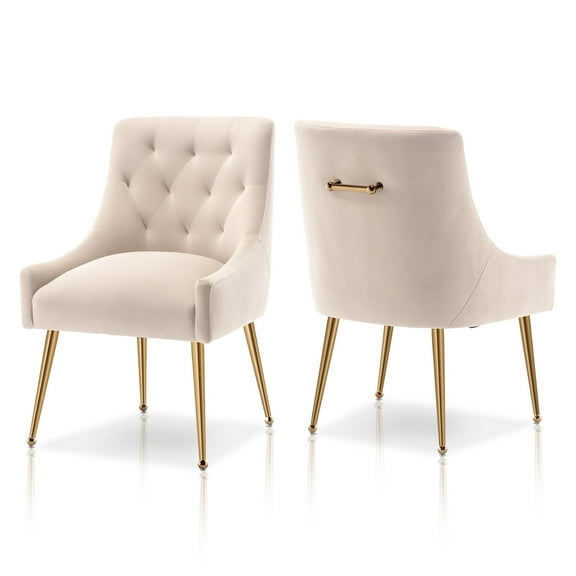 SEYNAR Modern Velvet Dining Chairs Set of 2, Tufted Back Accent Chair for Living Room,