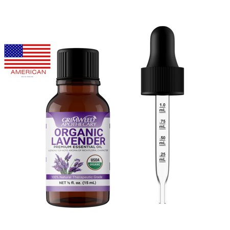 Organic Lavender Essential Oil - USDA Certified- All Natural - Perfect for Aromatherapy -Therapeutic Grade - 15mL - Glass Dropper