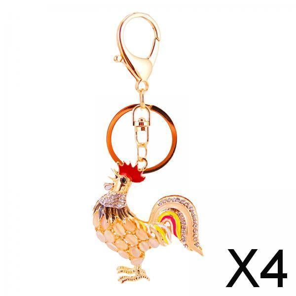 2 Llaveros de Gallo Baoblaze Dijes para Bolso Brillantes en 3D Llavero Elegante 4 piezas
