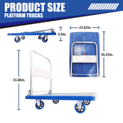 600lbs Foldable Push Cart Dolly, Capacity Platform Truck, Heavy Duty Moving Cart with PU Wheels