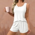 thumbnail image 2 of biudgviw Womens Pajama Sets 2 Piece Ruffle Hem Sleeveless Sleepwear Summer Crewneck Tank Top with Elastic Waist Shorts Pjs Set, 2 of 5