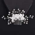 thumbnail image 2 of Nvzi Horquillas para el pelo de boda con flores para novias, peinetas con perlas de cristal, pinzas para el pelo, accesorios para el pelo de boda dorados, joyas plateadas, 2 of 5