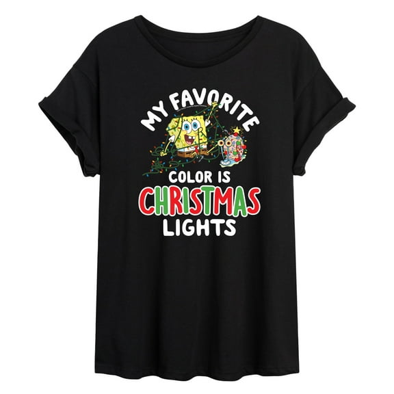 SpongeBob SquarePants - My Favorite Color Is Christmas Lights - Juniors Ideal Flowy Muscle T-Shirt