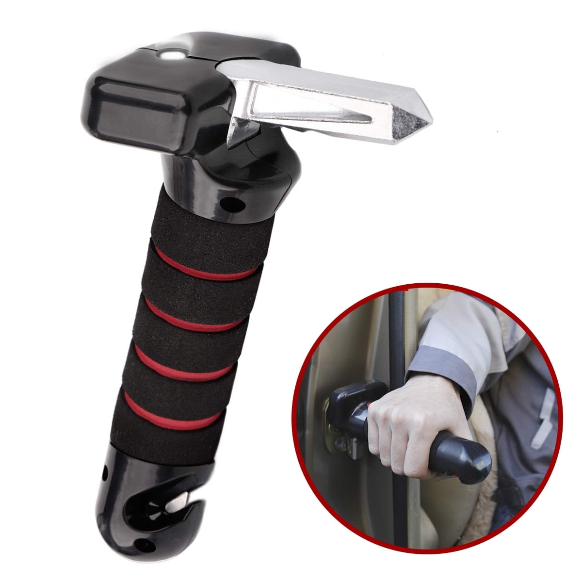 Portable Vehicle Support Handle,3 in 1 Elderly Car Assist Handle Cane Automotive Door Assist Handles with Seatbelt Cutter,Window Breaker Standing Mobility Aid for Car (Red)