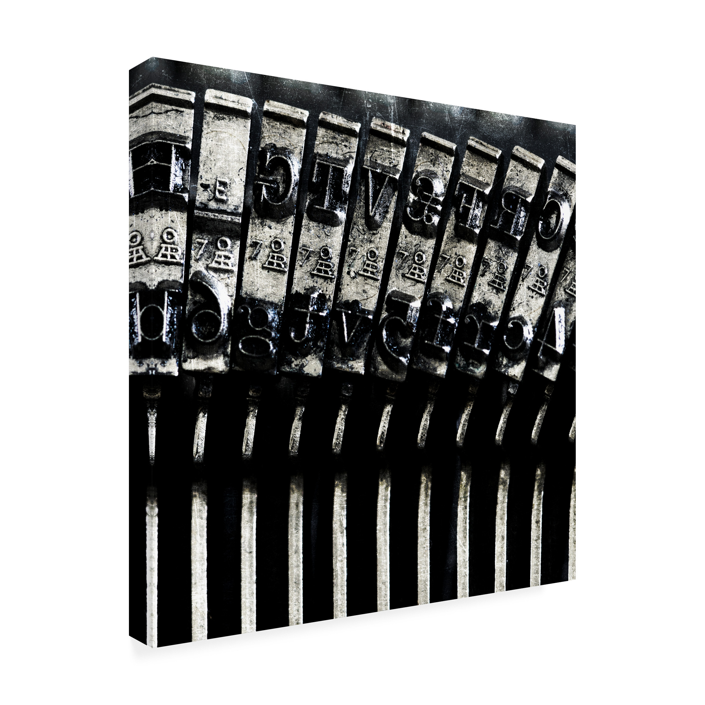 Canvas Wall Art - Tom Quartermaine 'Black and White Macro Typewriter' Wall Art for Living Room, Bedroom, or Office DÃ©cor by Trademark Fine Art - 18 x 18 Inches