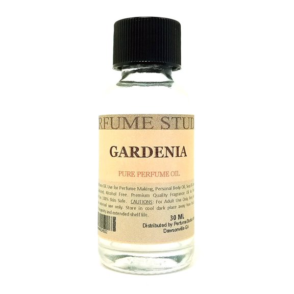 Gardenia Perfume Oil for Perfume Making, Personal Body Oil, Soap, Candle Making & Incense; Splash-On Clear 30ml Glass Bottle. Undiluted & Alcohol Free (1oz, Gardenia Fragrance Oil)