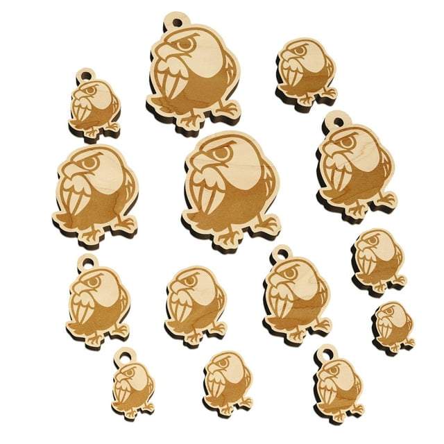 Cute and Grumpy Bald Eagle Wood Mini Charms Shapes DIY Craft Jewelry - With Hole - 14mm (26pcs)