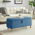 thumbnail image 4 of Othniel 39.5" Blue Boucle Storage Ottoman Bench Wood Legs Modern Footrest for Living Room Bedroom, 4 of 9