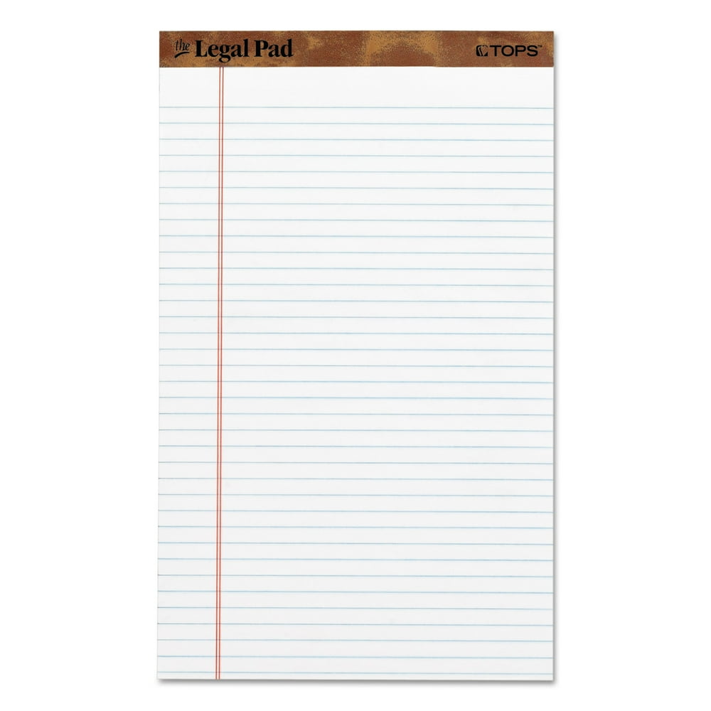 TOPS "The Legal Pad" Ruled Perforated Pads, 8 1/2 x 14, White, 50