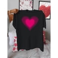 thumbnail image 2 of Women's Casual Crew Neck T-Shirt with Gradient Heart, Knit Fabric, Medium Stretch, All Season FashiCamisetas para mujer, lindas camisetas con estampado gráfico, de manga corta, estilo casual, para ve, 2 of 8