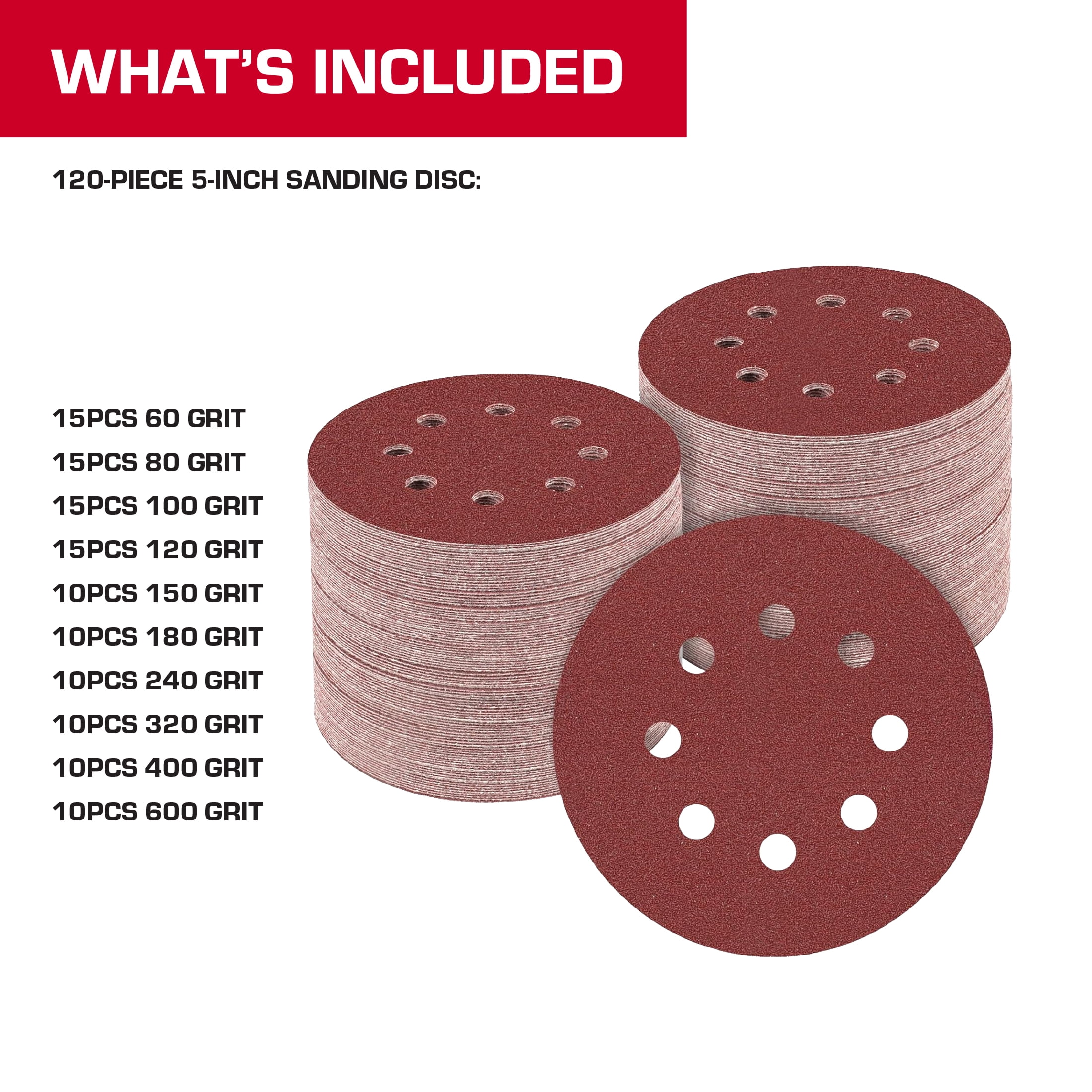 Hyper Tough 120-Piece Sanding Discs, Assorted Grit Set