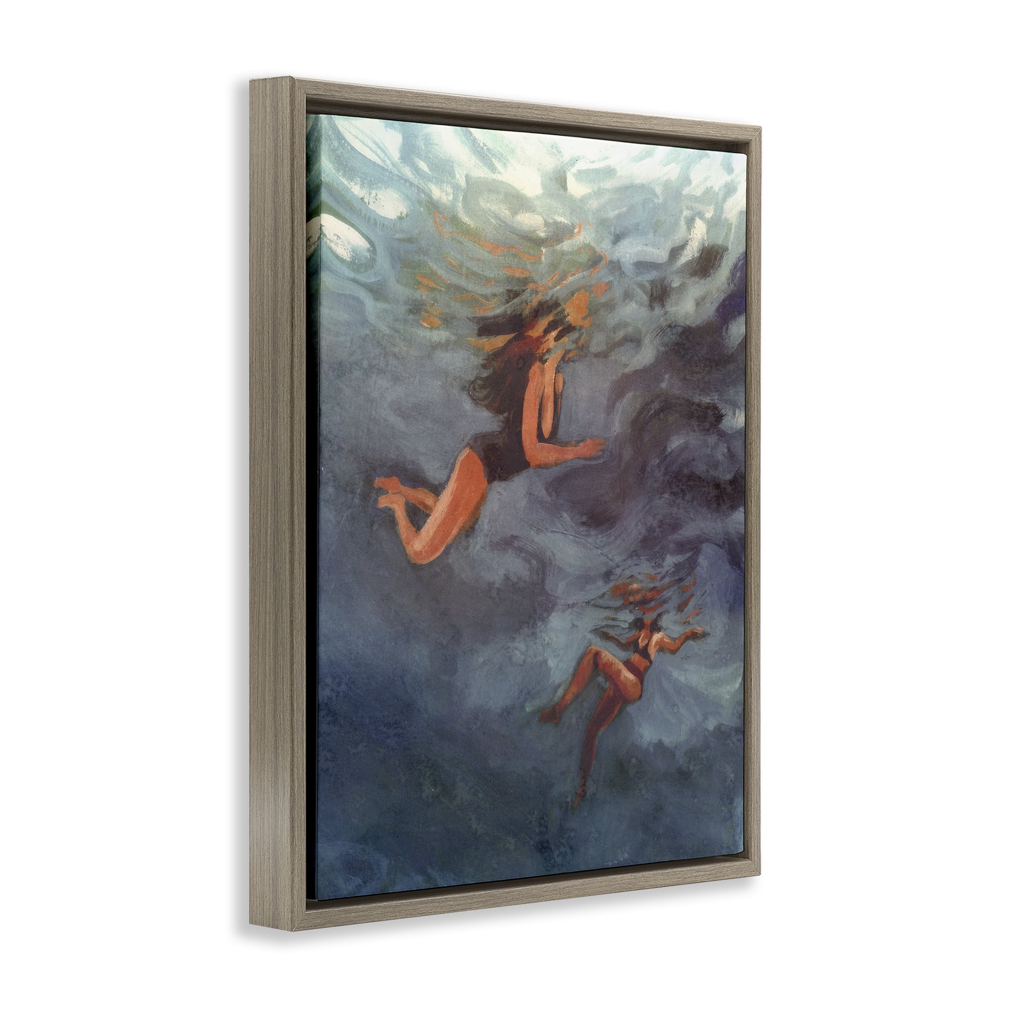 Stupell Industries Underwater Summer's Dance Brown Framed Floater Canvas Wall Art, design by Victoria Barnes