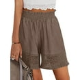 thumbnail image 5 of STARVNC Women Hollow Out Ruffle High Waisted Smocked Pocket Shorts, 5 of 7