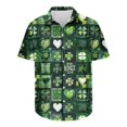 thumbnail image 4 of Blusa y camisa de manga corta con cuello vuelto para hombre, blusa de moda para el Día de San Patricio con estampado de manga corta y solapa., 4 of 4