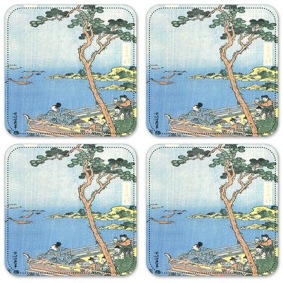 Vinyl Drink Coasters - Set of 4 - Hokusai: Abe No Nakamaro