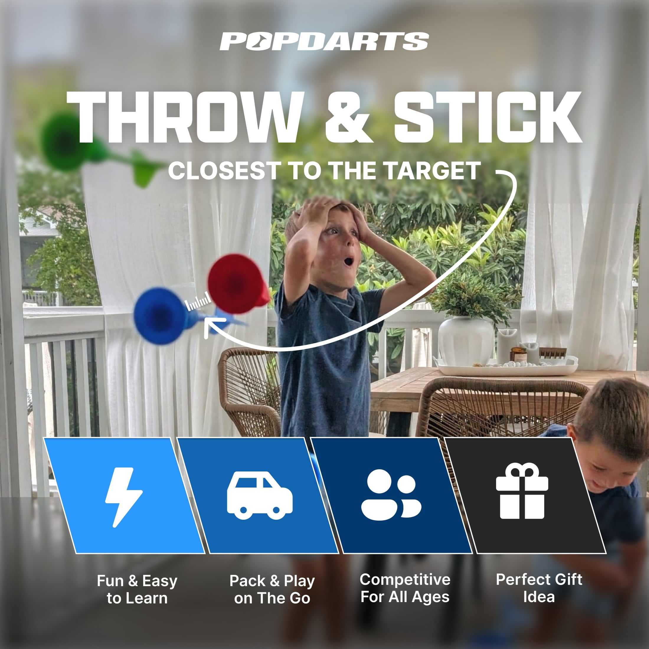 Popdarts Blue & Green Rookie Pack – Winged Suction Cup Dart Game for Beginners, Kids, and First-Time Players