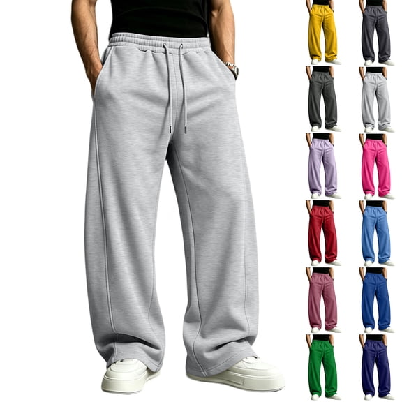 Evdexr Sweatpants for Men Straight Leg Baggy Trousers 2026 Lounge Workout Lightweight Pants Wide Leg Breathable Drawstring Gym Sweats with Pockets 3XL