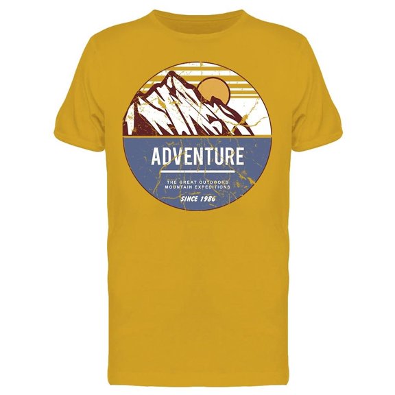 Grunge Adventure Mountain Design Tee Men's -Image by Shutterstock