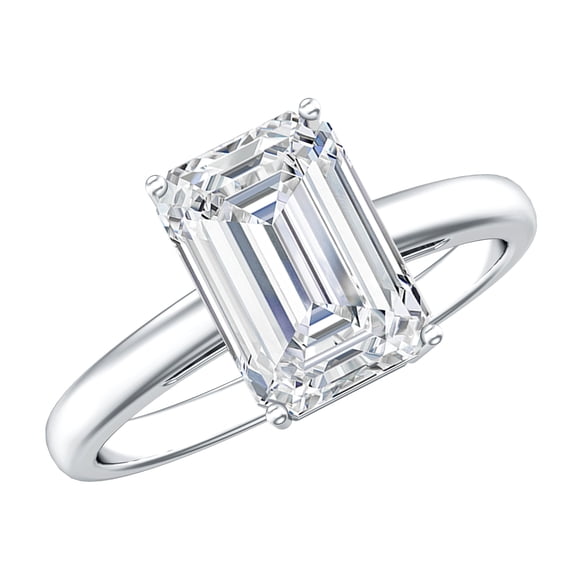 Rosec Jewels Lab Grown Diamond Emerald Cut Engagement Ring 3 Carat - IGI Certified - E-VS1 Quality - with Jewelry Box, 925 Sterling Silver, US 4.00