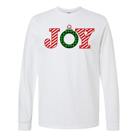 Inktastic Joy Christmas Ornament with Candy Cane Stripes Long Sleeve T-Shirt